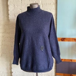 Philipp Plein Navy Blue Turtleneck Sweater